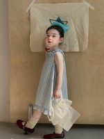 【90-140】ワンピース 女の子 ノースリープ フリル シンプル - 画像 (3)