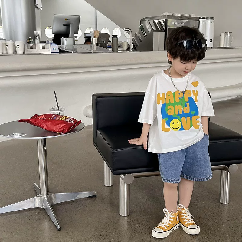 O1CN01BV3ml41S9TlQqQs77_2297492204.webp 【90-160】Tシャツアルファベット半袖男の子 - 画像 (1)