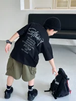 【90-160】Tシャツ ファッション アルファベット プリント 男の子 - 画像 (2)