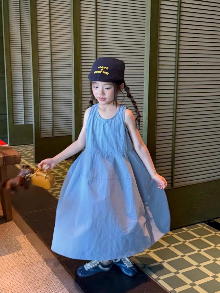 【90-150cm】ワンピース 女の子 無地 ノースリープ シンプル