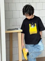【90-160】キッズ半袖Tシャツ カートゥーンプリント 男女兼用 カジュアル 楽ちん着脱 - 画像 (3)