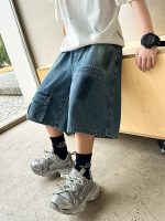 【120-170】ショートパンツ デニム ゆったり 合わせやすい ジーンズ - 画像 (4)