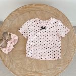 【73-130】Tシャツ ドット柄 リボン付き 合わせやすい - 画像 (9)