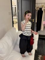 【90-150】ポロシャツorパンツ 女の子 ノースリープ ボーダー柄 - 画像 (9)