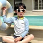 【75-135】水着 ハーフジッパー 長袖 セパレートスイムウェア - 画像 (4)