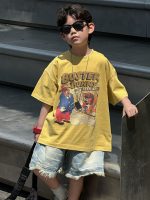【90-160】キッズ半袖Tシャツ イエロー 存在感抜群 アメリカンレトロ カートゥーン柄 おしゃれ - 画像 (5)