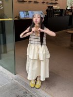 【100-160】ワンピース 切り替え ストライプ ノースリーブ ゆったり 女の子
