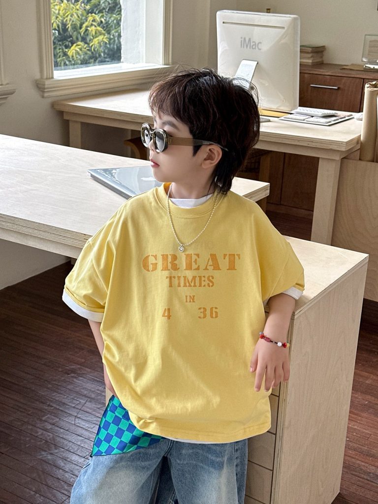 【90-160cm】Tシャツ プリント カジュアル シンプル 合わせやすい 半袖