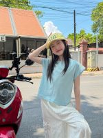 【100-160】Tシャツ 無地 合わせやすい カジュアル ドット柄 半袖 女の子 - 画像 (2)