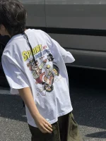【90-160】半袖Tシャツ 男の子 カートゥーンプリント ゆったり ユニーク ラウンドネック - 画像 (4)