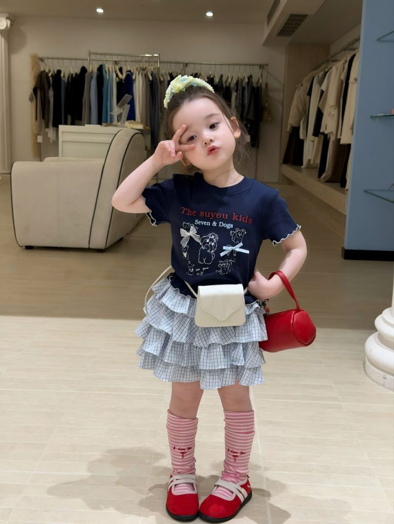 【90-140cm】半袖Ｔシャツorスカート 女の子 リボン付き スウィート
