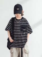【120-170】Tシャツ ボーダー柄 カジュアル 半袖 ラウンドネック