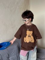 【90-160】Tシャツ クマ柄 カジュアル プリント 半袖 男の子 - 画像 (3)