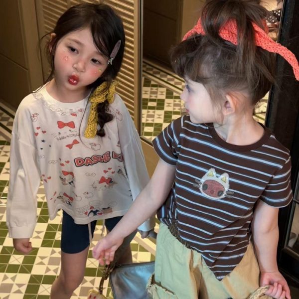 【90-150cm】半袖Ｔシャツorパンツ 女の子 ボーダー柄 シンプル