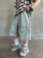 【120-170】ショートパンツ カジュアル デニム ゆったり ジーンズ - 画像 (3)