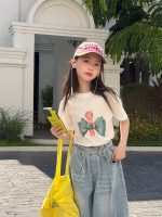 【90-160】Tシャツ リボン柄 カワイイ カジュアル 合わせやすい 半袖 - 画像 (2)