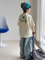 【90-160】Tシャツ レトロ プリント 半袖 男の子 - 画像 (5)