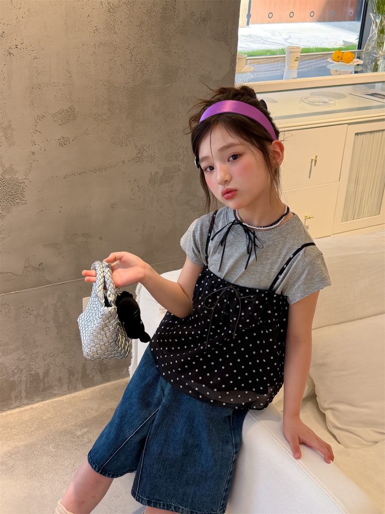 【100-160cm】キャミソール ドット柄 ゆったり スウィート 韓国風 女の子