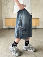 【120-170】ショートパンツ デニム ゆったり 合わせやすい ジーンズ - 画像 (3)