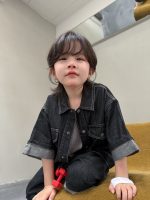【100-150】セットアップ デニム かっこいい シンプル 無地 男の子 - 画像 (4)