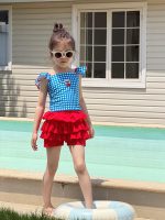 【80-140】水着 チェック柄 ドーパミン風 セパレートスイムウェア - 画像 (5)