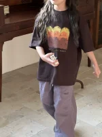 【90-160】Tシャツ プリント カジュアル 合わせやすい 半袖 ラウンドネック - 画像 (4)