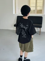【90-160】Tシャツ ファッション アルファベット プリント 男の子 - 画像 (4)