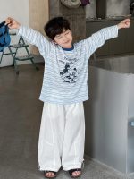 【90-160】トップス 男の子 ボーダー柄 カジュアル UV対策 - 画像 (4)