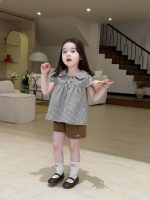 【90-140】シャツorパンツ 女の子 チェック柄 折り襟 - 画像 (6)