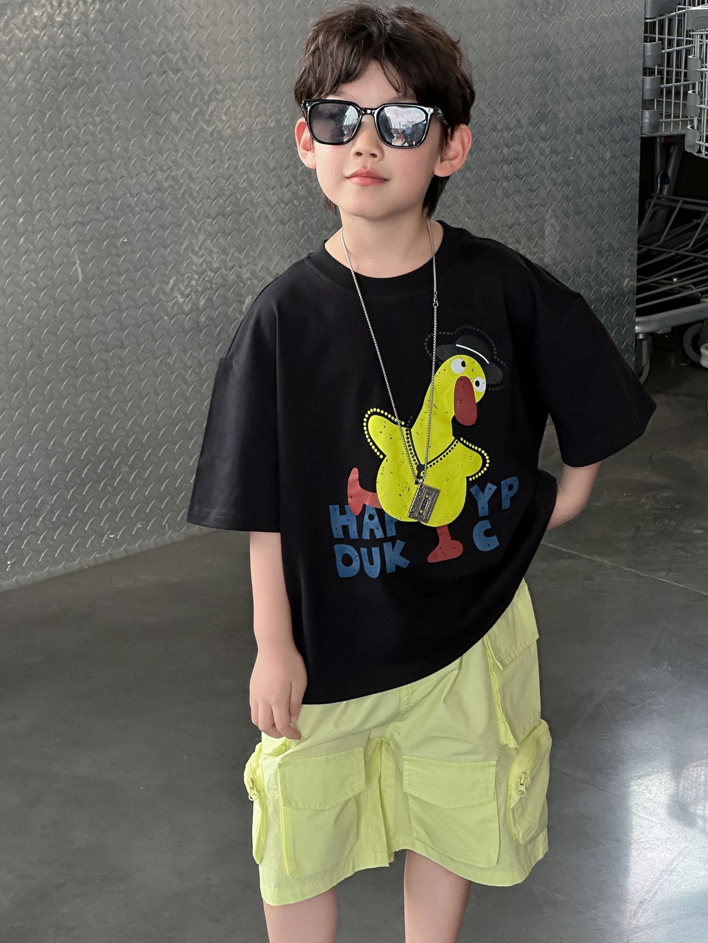 O1CN01UcHHe01DACMUEcGqr_2218066840175-0-cib.jpg 【90-160】Tシャツ 半袖 ラウンドネック プリント ダック柄 - 画像 (1)