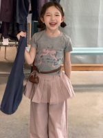 【90-150】半袖Tシャツorパンツ 女の子 リボン付き プリーツ - 画像 (2)