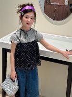 【100-160】キャミソール ドット柄 ゆったり スウィート 韓国風 女の子 - 画像 (4)