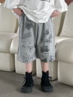【100-160】ショートパンツ カジュアル ゆったり 合わせやすい プリント ズボン - 画像 (3)