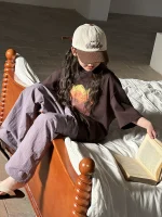 【90-160】Tシャツ プリント カジュアル 合わせやすい 半袖 ラウンドネック - 画像 (6)