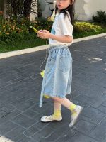 【100-160】ショートパンツ デニム ベルト付き 無地 ゆったり 合わせやすい - 画像 (5)