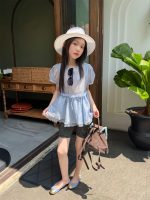 【100-160】レギンス ボーダー柄 切り替え 伸び性良い 女の子 夏新作 - 画像 (4)