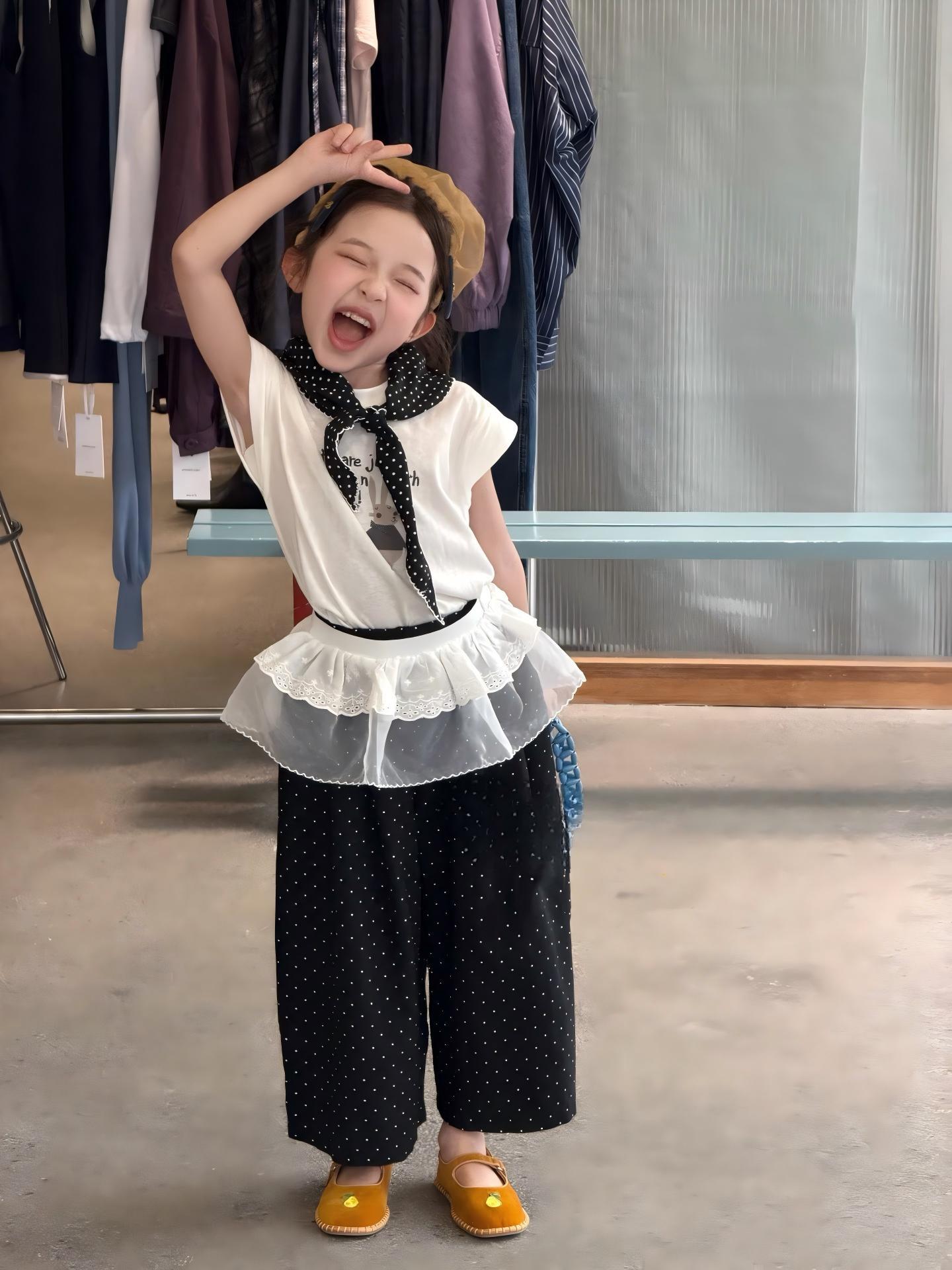 O1CN01XyNWZj282Ll9043kT_2217733997874-0-cib.jpg 【90-150】半袖Tシャツorパンツ 女の子 ドット柄 かわいい - 画像 (1)