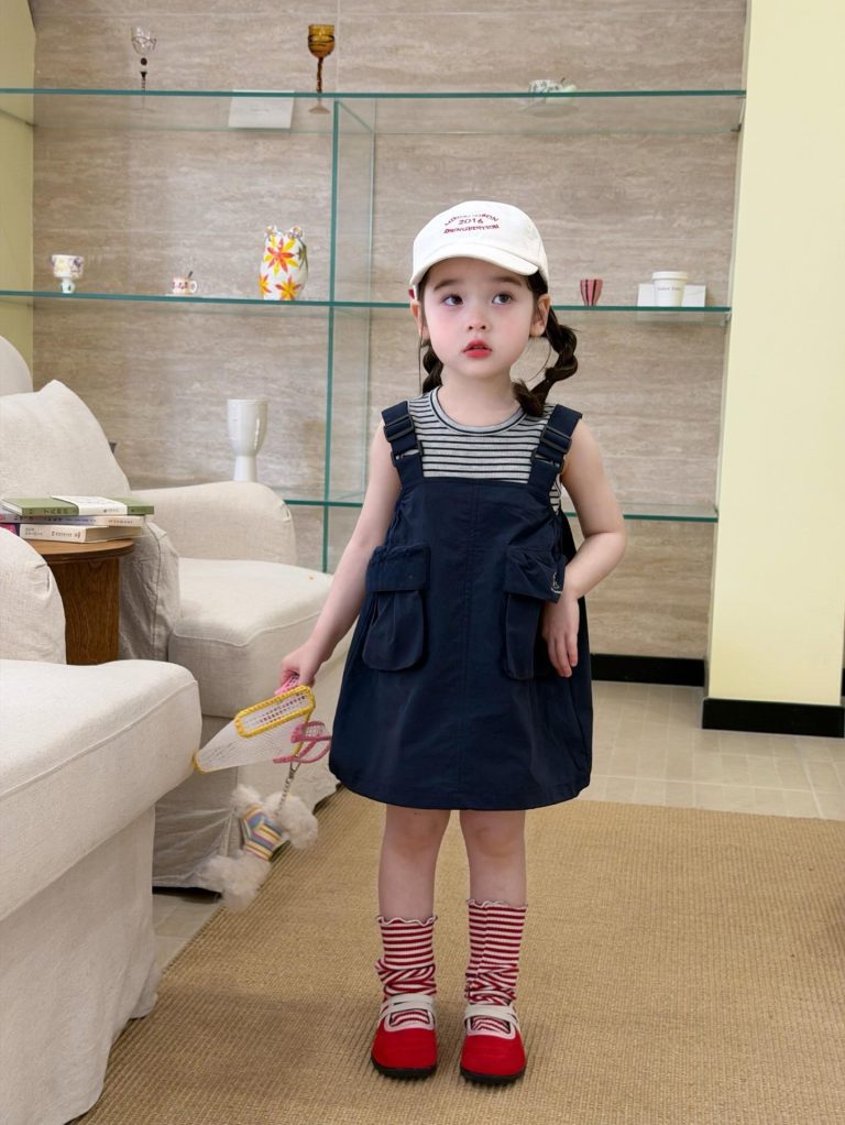【90-140cm】ベストorスカート 女の子 ボーダー柄 ファッション