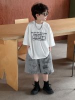 【100-160】ショートパンツ カジュアル ゆったり 合わせやすい プリント ズボン - 画像 (4)