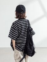 【120-170】Tシャツ ボーダー柄 カジュアル 半袖 ラウンドネック - 画像 (5)