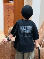 【90-160】Tシャツ アルファベット 半袖 男の子 - 画像 (5)