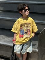 【90-160】キッズ半袖Tシャツ イエロー 存在感抜群 アメリカンレトロ カートゥーン柄 おしゃれ - 画像 (4)