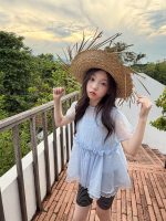 【100-160】二点セット トップス パフスリーブ 半袖 無地 通気性良い 女の子 - 画像 (3)