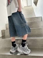 【120-170】ショートパンツ デニム ゆったり 合わせやすい ジーンズ - 画像 (6)