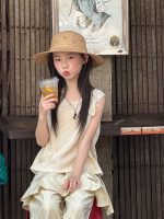 【100-160】ベスト ズボン 女の子 ゆったり 透かし彫り ニット ノースリーブ