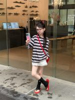 【100-160】Tシャツ ストライプ 配色 薄手 UVカット カジュアル 長袖 トップス - 画像 (4)