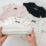 【73-130】Tシャツ ドット柄 リボン付き 合わせやすい - 画像 (5)