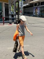 【100-160】トップス 夏新作 ノースリーブ ボタン付き 痩せ見え 女の子 - 画像 (2)