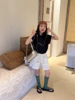 【100-160】ショートパンツ 韓国風 シンプル ゆったり 合わせやすい 無地 - 画像 (6)