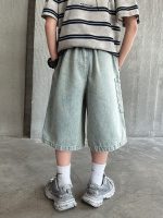 【120-170】ショートパンツ カジュアル デニム ゆったり ジーンズ - 画像 (6)